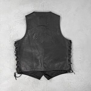 Vintage Wilsons Open Road Leather Motorcycle Vest w/ Debossed Eagle Men's L